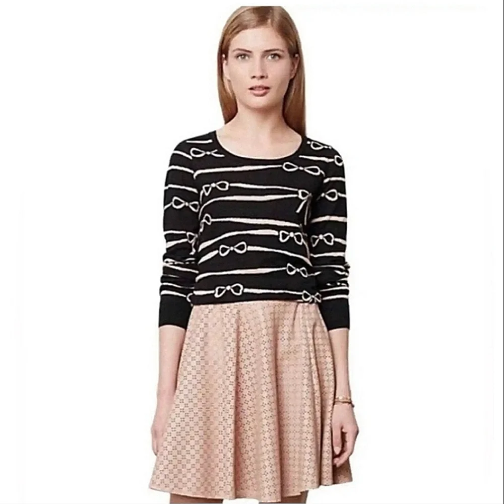 NWT Anthropologie "Astral Swing Skirt" Faux Leather Perforated | Women's Size 10 - Picture 3 of 12